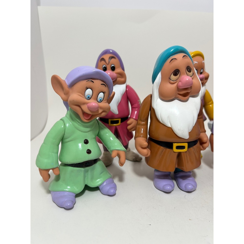Disney Seven Dwarfs Snow White PVC Action Figure Set Vintage Thailand Complete 7 - Picture 2 of 13